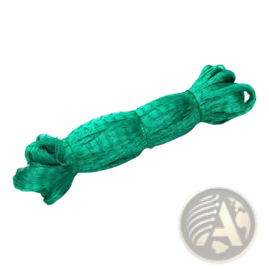 A coiled tightly wound green heavy duty pe anti bird garden netting with uniform texture and subtle sheen 13 by 33ft