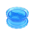 Transparent blue plastic herb grinder with scalloped edge and embossed design for garlic press manual multifunctional kitchen tool