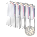 Clear transparent garment bags with smooth zipper closures and arched tops for hanging clothes 5 pack covers