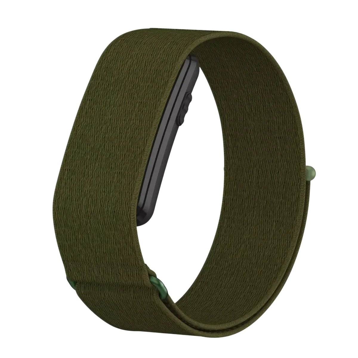Olive green woven nylon fabric band for Garmin 24mm fitness tracker with elastic strap for comfortable wear