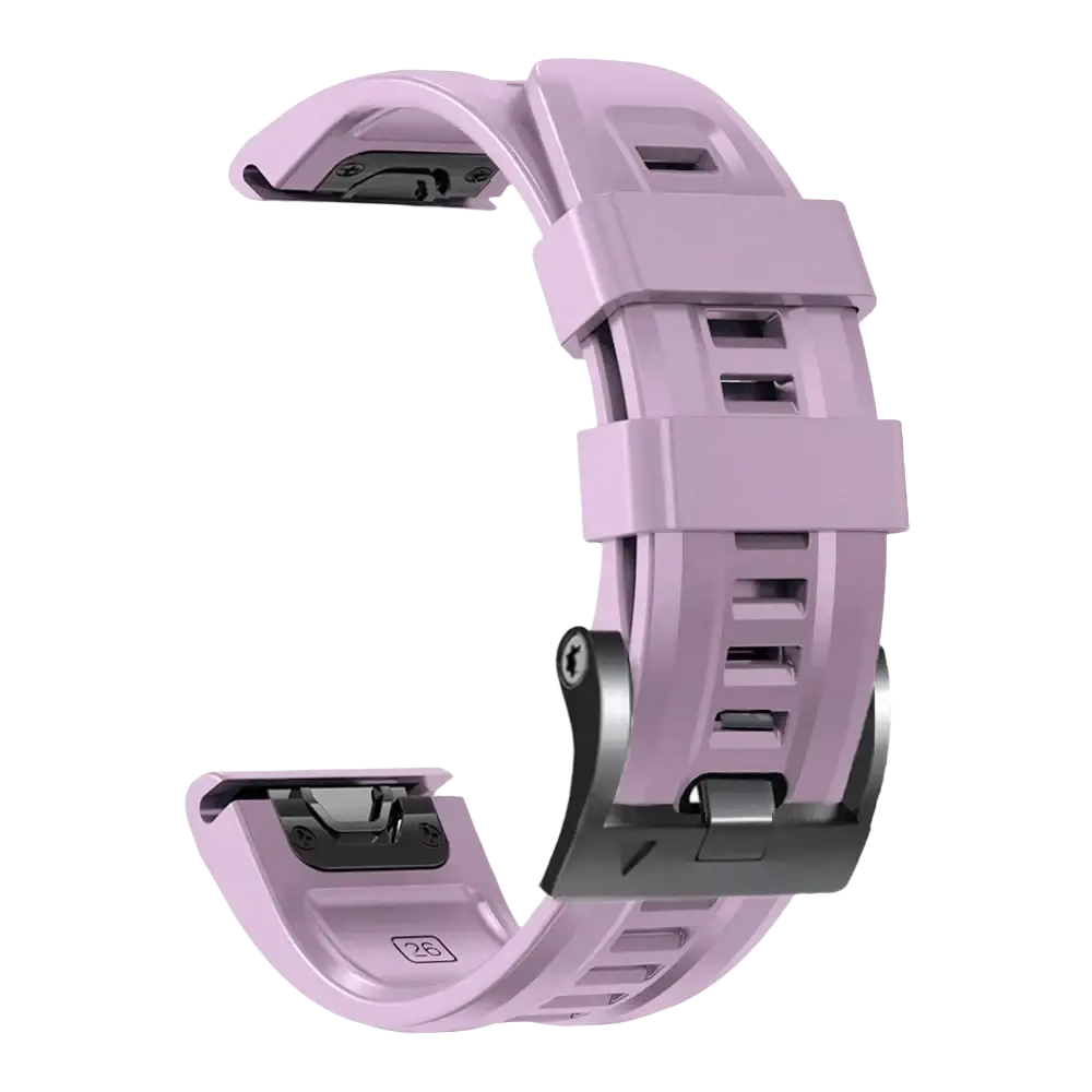 Lavender silicone garmin fenix quick fit wrist band with black metal clasp and buckle for secure fit