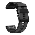 Black silicone garmin fenix watch band with rugged textured design and adjustable buckle system for durability
