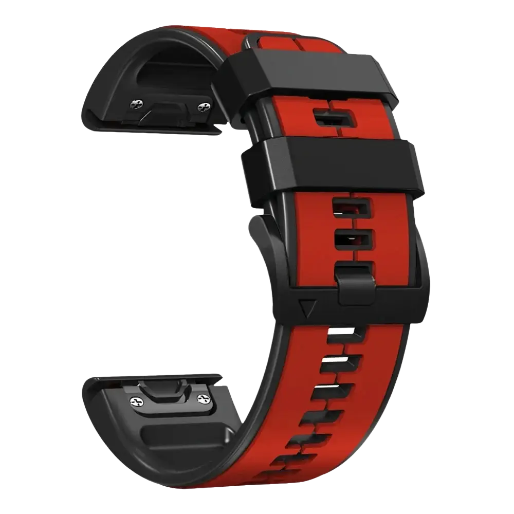 Red and black silicone garmin fenix watch band with sporty textured design for garmin forerunner models