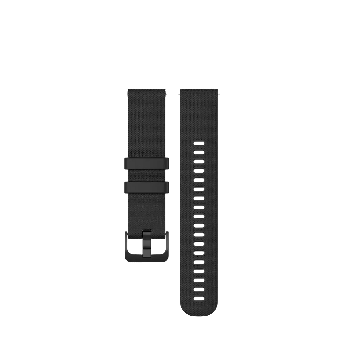 Black woven fabric Garmin Venu watch strap replacement with matte black buckle for Garmin Forerunner and Vivomove models