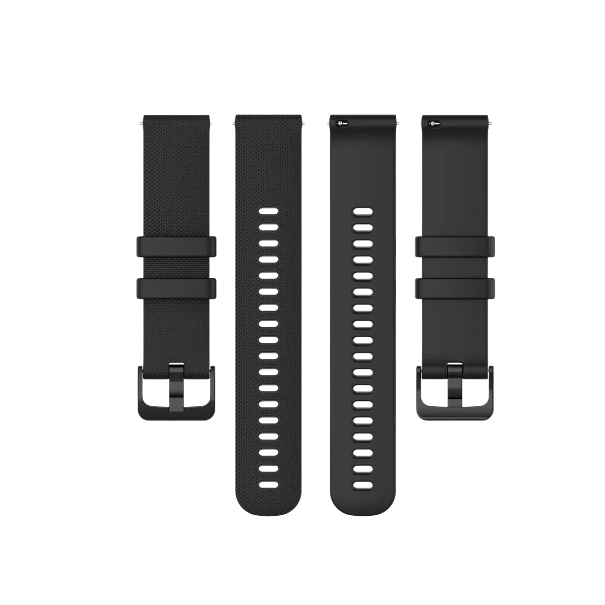 Black woven fabric garmin venu watch band replacement strap with matte finish and adjustable buckle