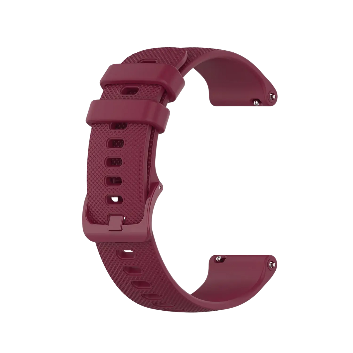 Maroon silicone Garmin Venu watch band replacement strap with textured surface and adjustable buckle for secure fit