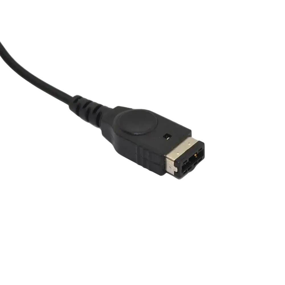 Black gba sp gameboy usb charger cable with matte plastic connector housing and metallic contacts for game console use