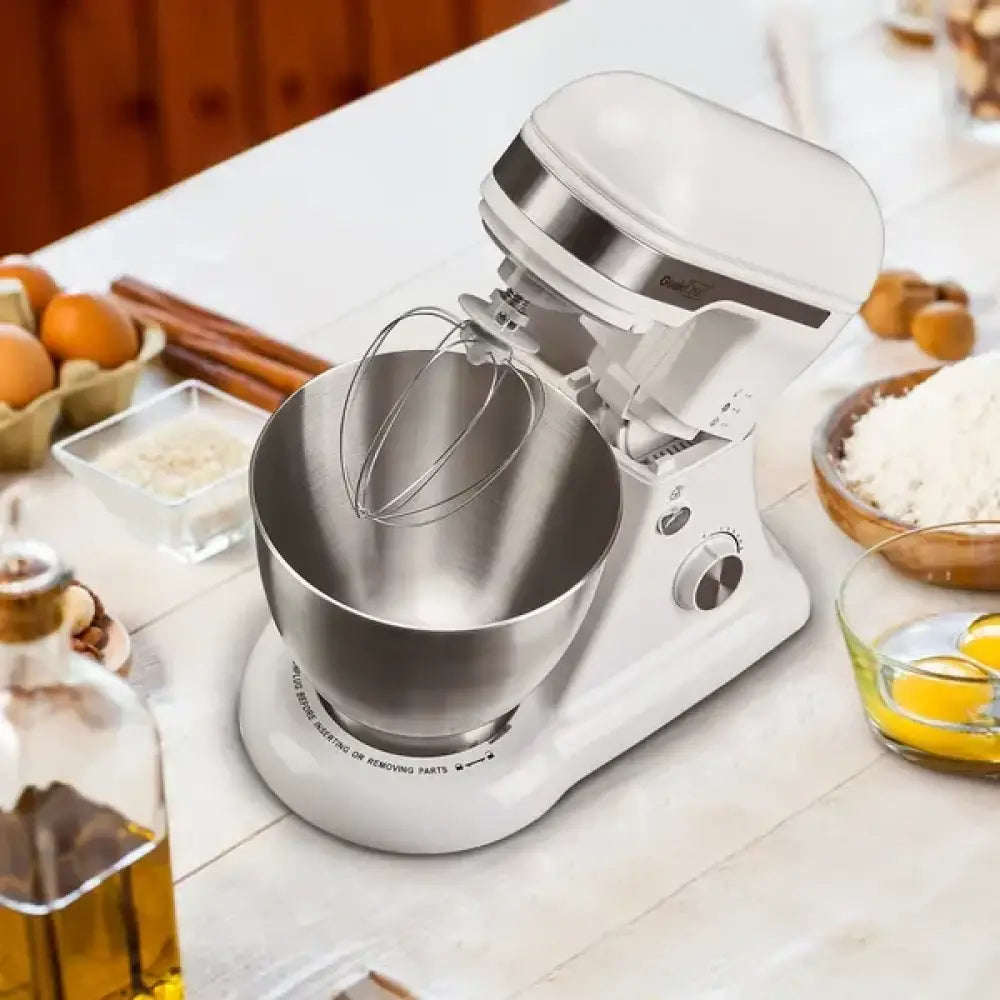 Geekchef 4.8qt white electric stand mixer with 12 speeds stainless steel mixing bowl and whisk attachment