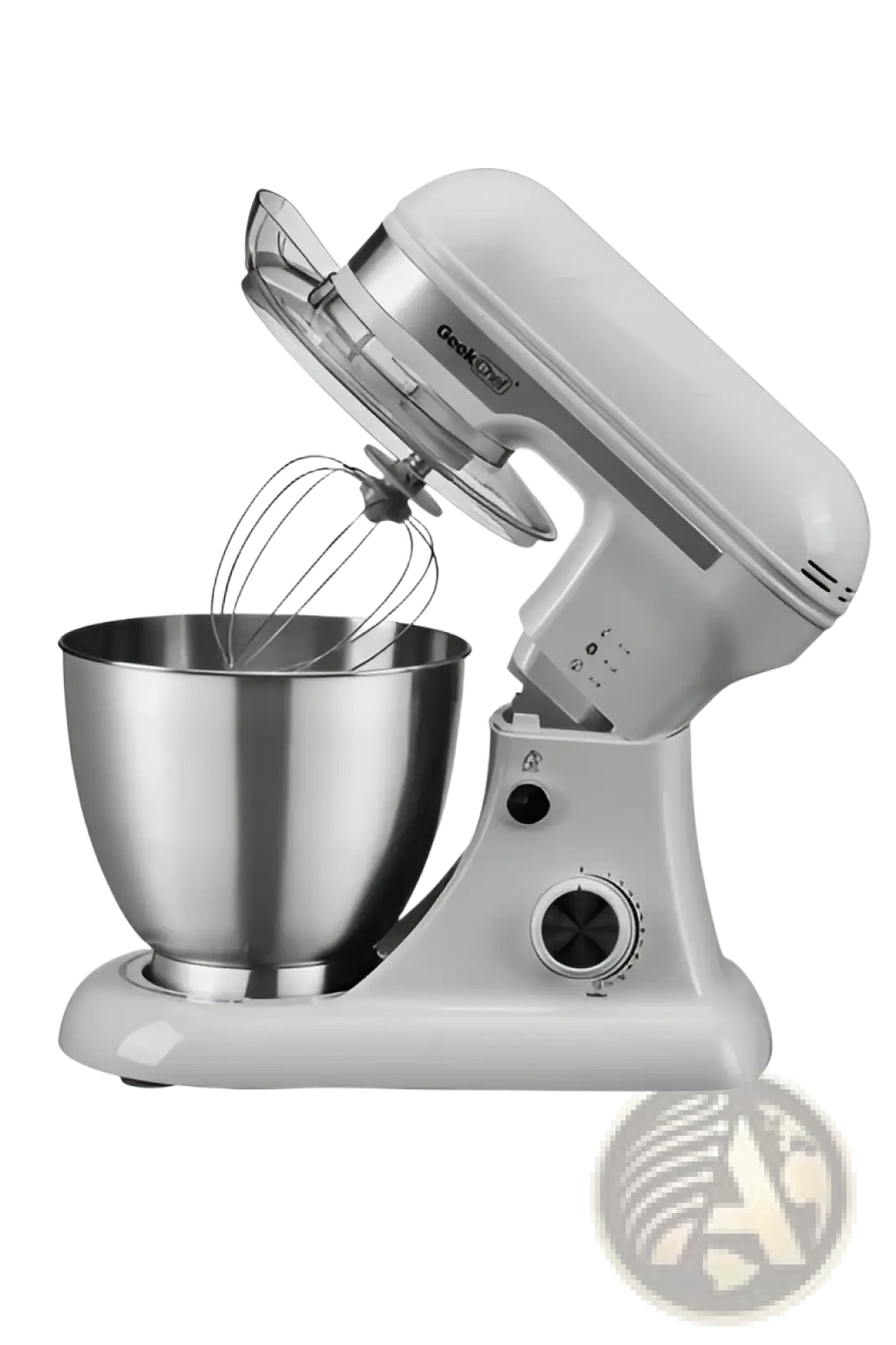 Geek chef 4.8qt electric white stand mixer with stainless steel bowl and whisk attachment for versatile mixing tasks
