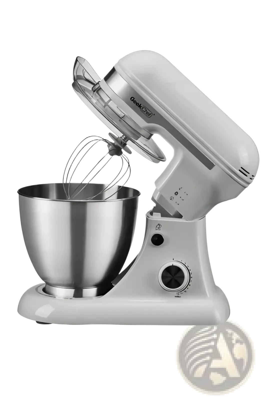 Geek chef 4.8qt electric white stand mixer with stainless steel bowl and whisk attachment for versatile mixing tasks