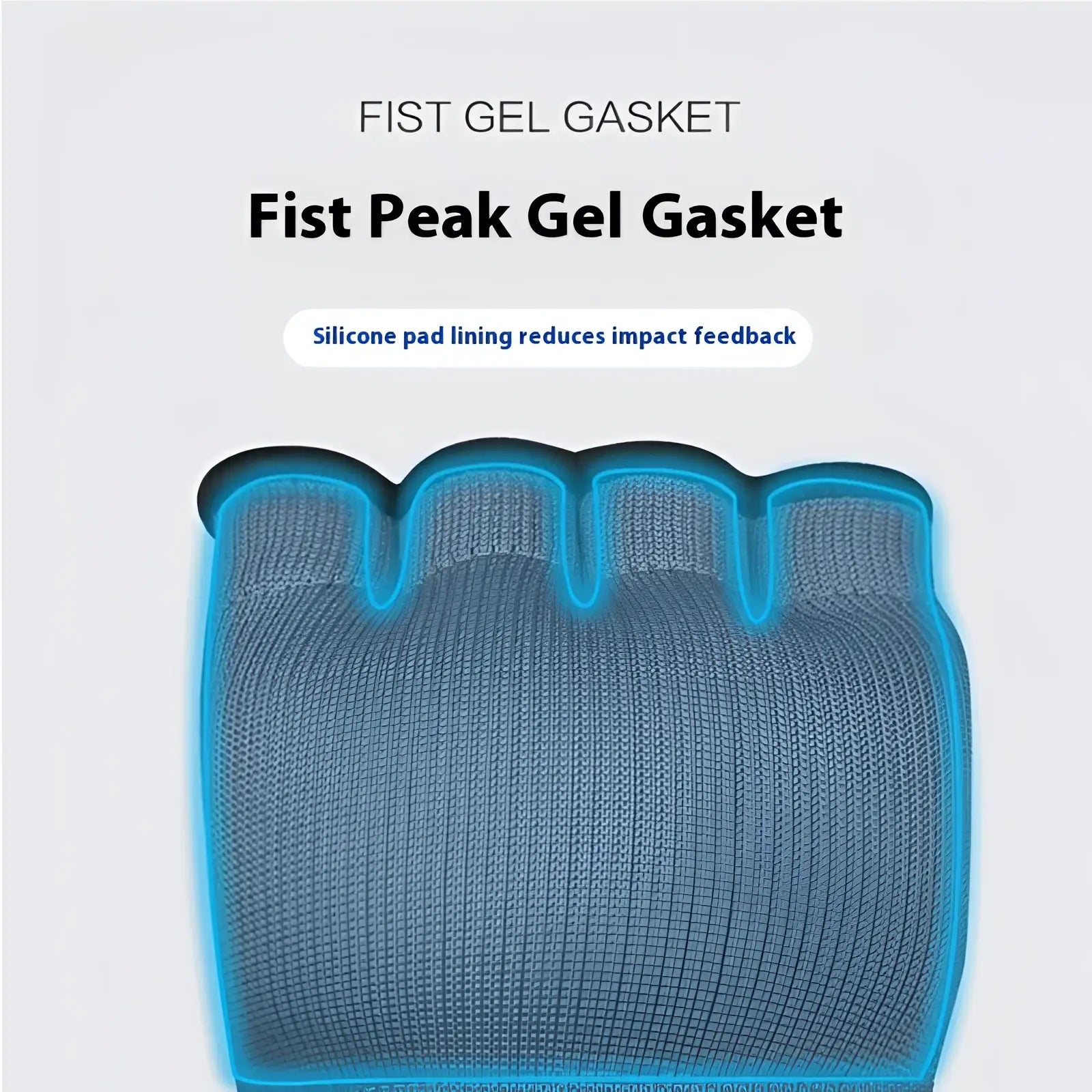 Blue knitted fist peak gel boxing hand wrap gloves with silicone pad lining for fitness half finger use