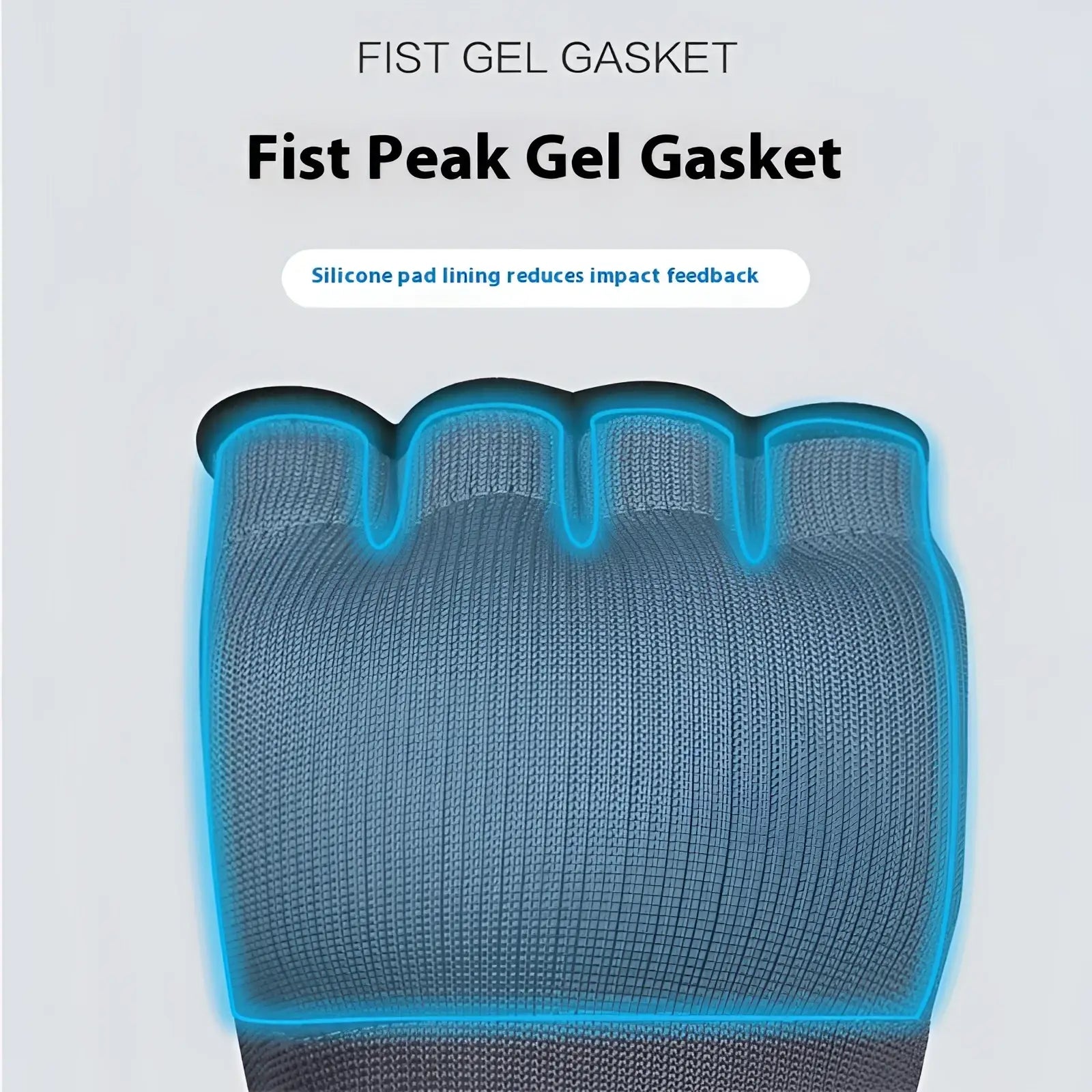 Blue knitted fist peak gel boxing hand wrap gloves with silicone pad lining for fitness and training use