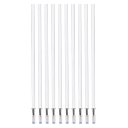Ten clear plastic refillable ballpoint pen tips with silver metal parts and blue ink reservoirs gel pen refills black ink 10 pack