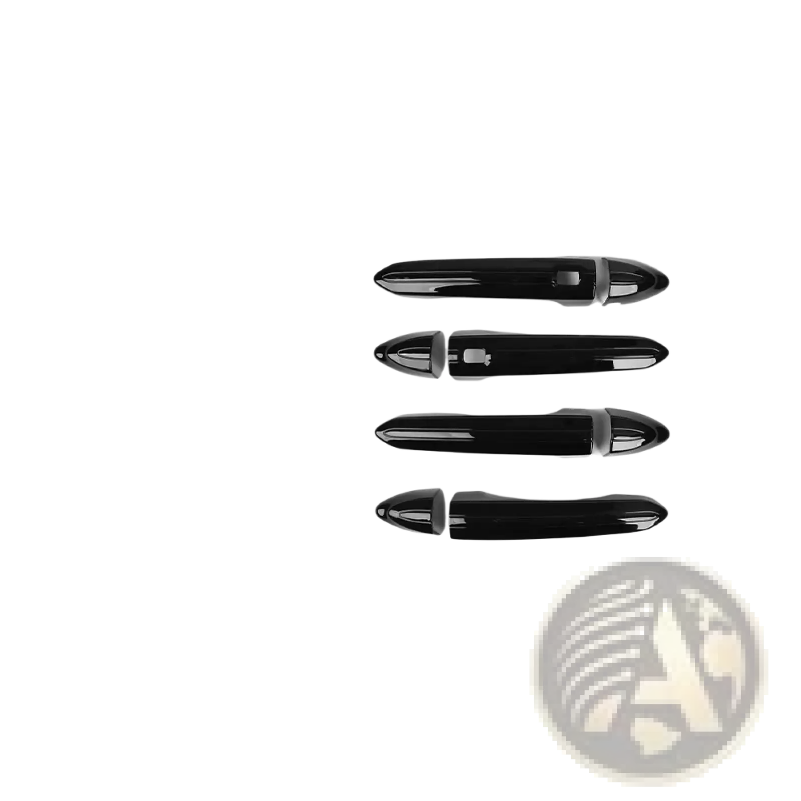 Set of four glossy black Genesis G80 door handle cover trims made of ABS with a sleek modern design