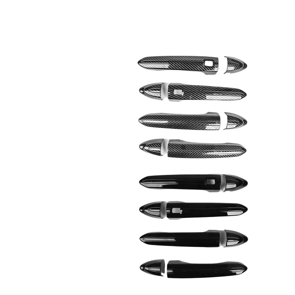 Carbon fiber and black glossy abs door handle covers for genesis g80 dh models 8pcs set