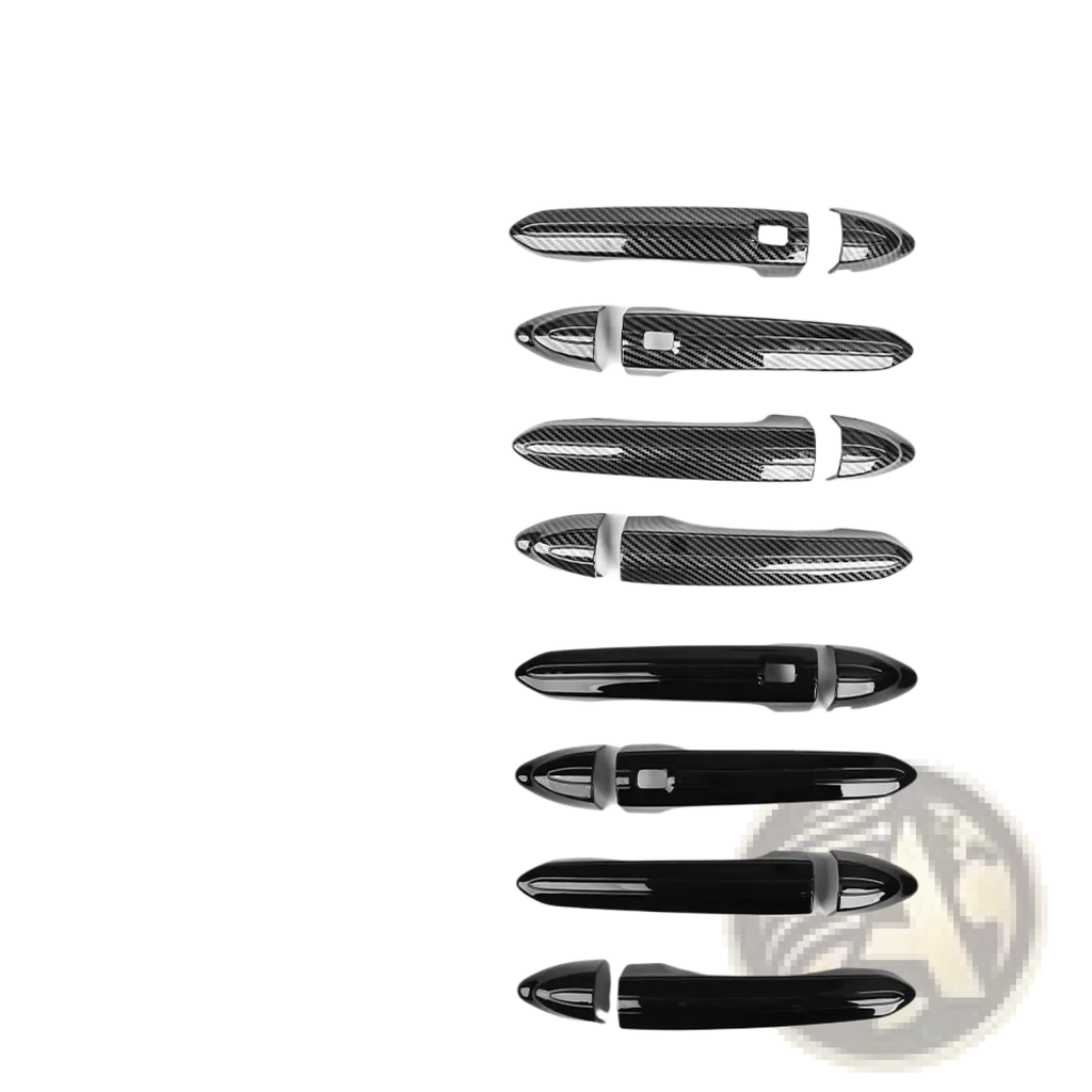 Carbon fiber and black glossy abs door handle covers for genesis g80 dh models 8pcs set