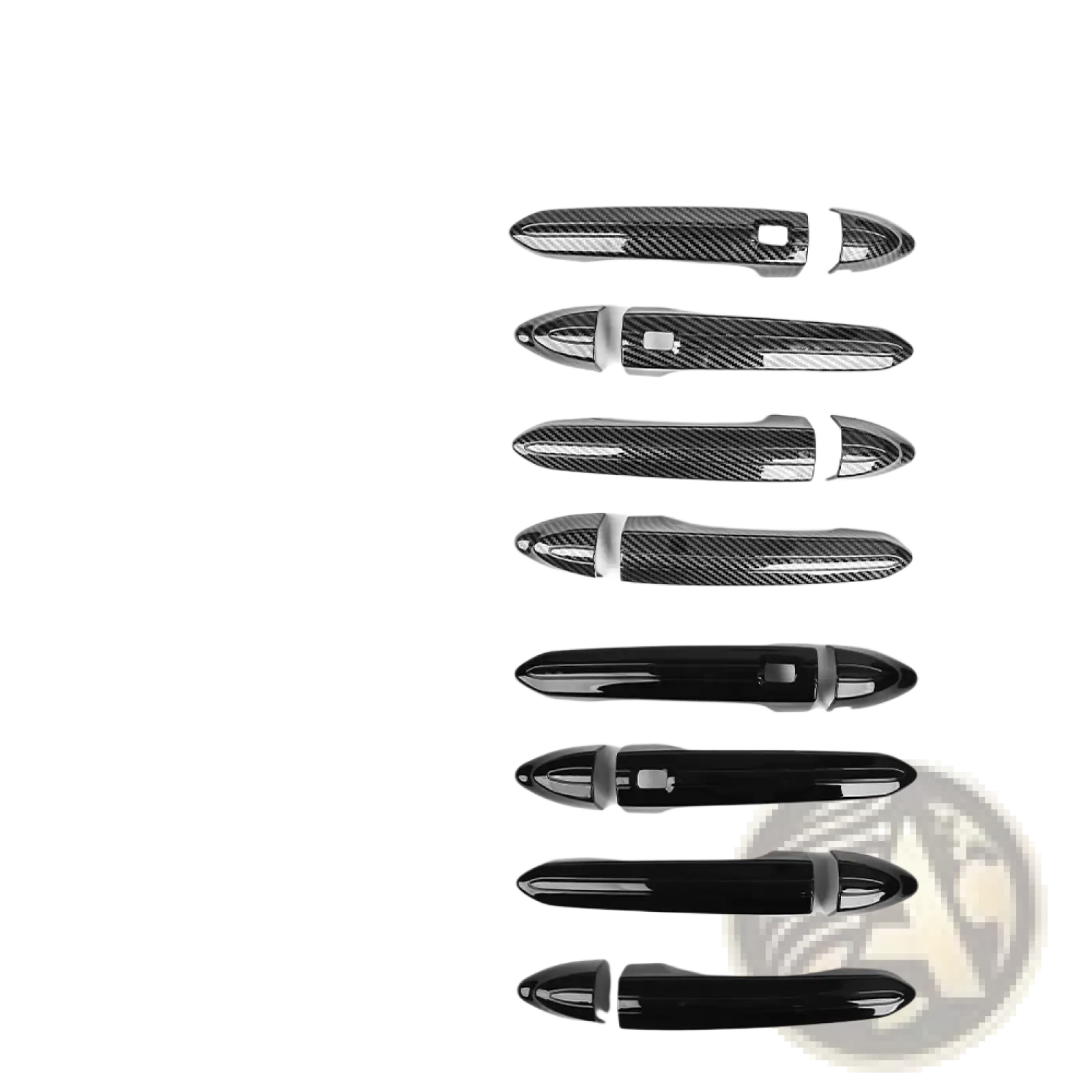 Carbon fiber and black glossy abs door handle covers for genesis g80 dh models 8pcs set
