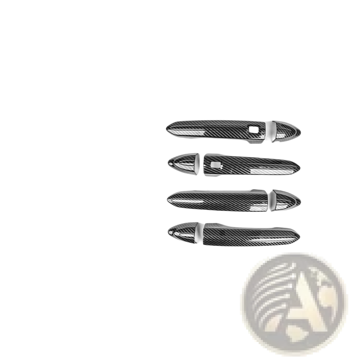 Set of four black carbon fiber textured Genesis G80 abs door handle covers for exterior car trim protection