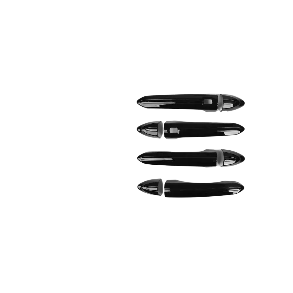Set of four glossy black Genesis G80 door handle cover trims made of ABS with a sleek modern design
