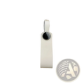 Genuine leather car keychain with white leather strap and black circular button detailing