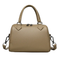 Beige textured genuine leather crossbody bags with top handles and detachable shoulder strap for women luxury tote