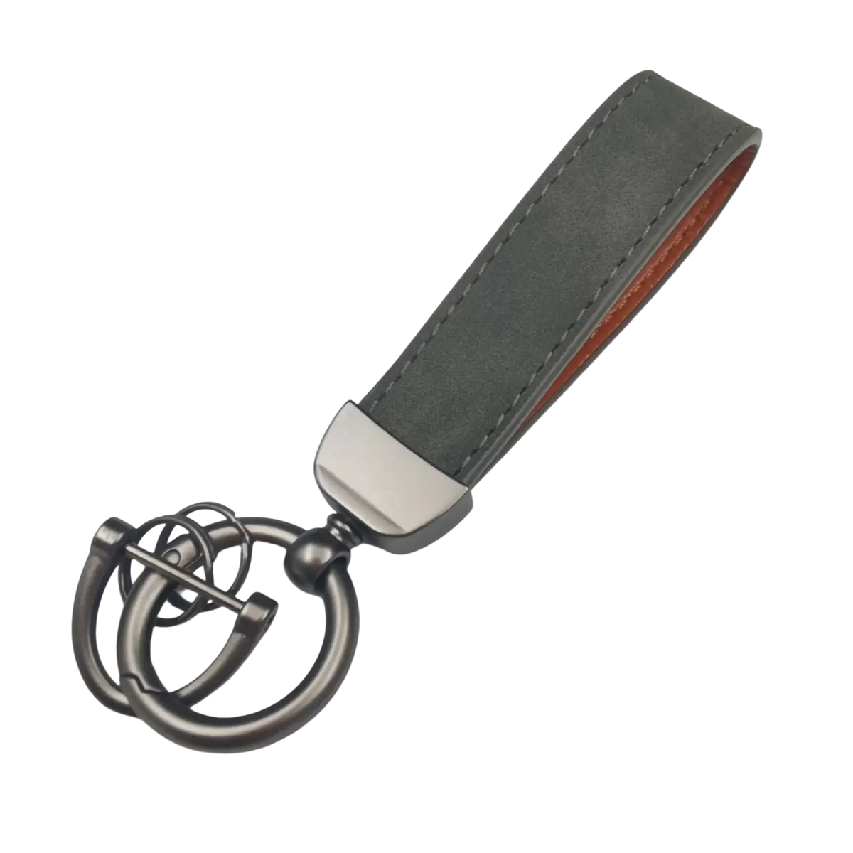 Black leather keychain with matte metal ring featuring interlocking double g logo in genuine leather keychain 5-pack