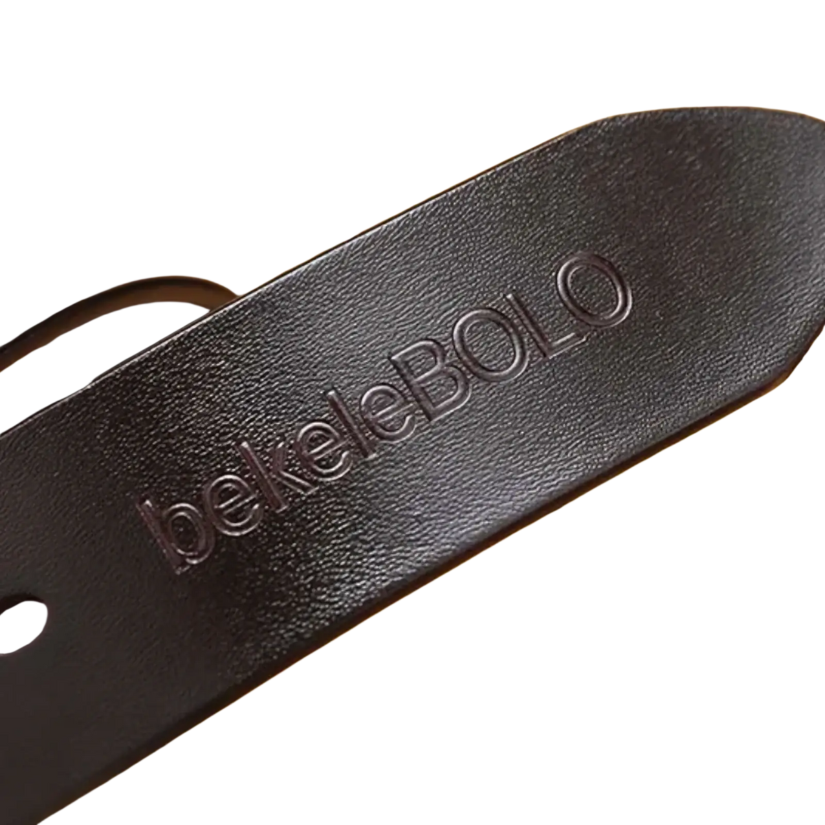 Genuine leather men belt in black with silver alloy buckle and embossed beklebollo branding on the strap