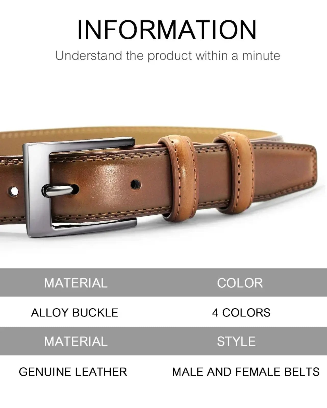Brown genuine leather men reversible belt with a silver alloy buckle for versatile formal and casual wear