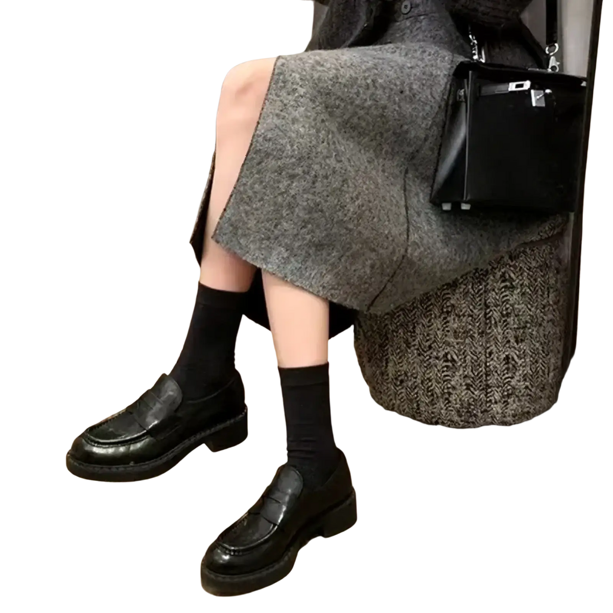 Black leather loafers with glossy patent finish and thick soles in genuine leather patent loafers product