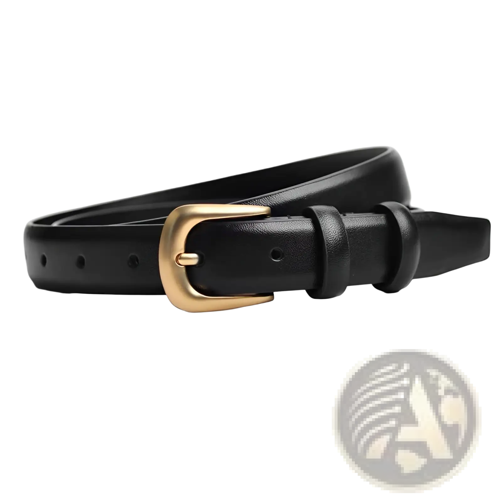 Genuine leather reversible belt for women in black with a gold tone buckle and 2.3cm width
