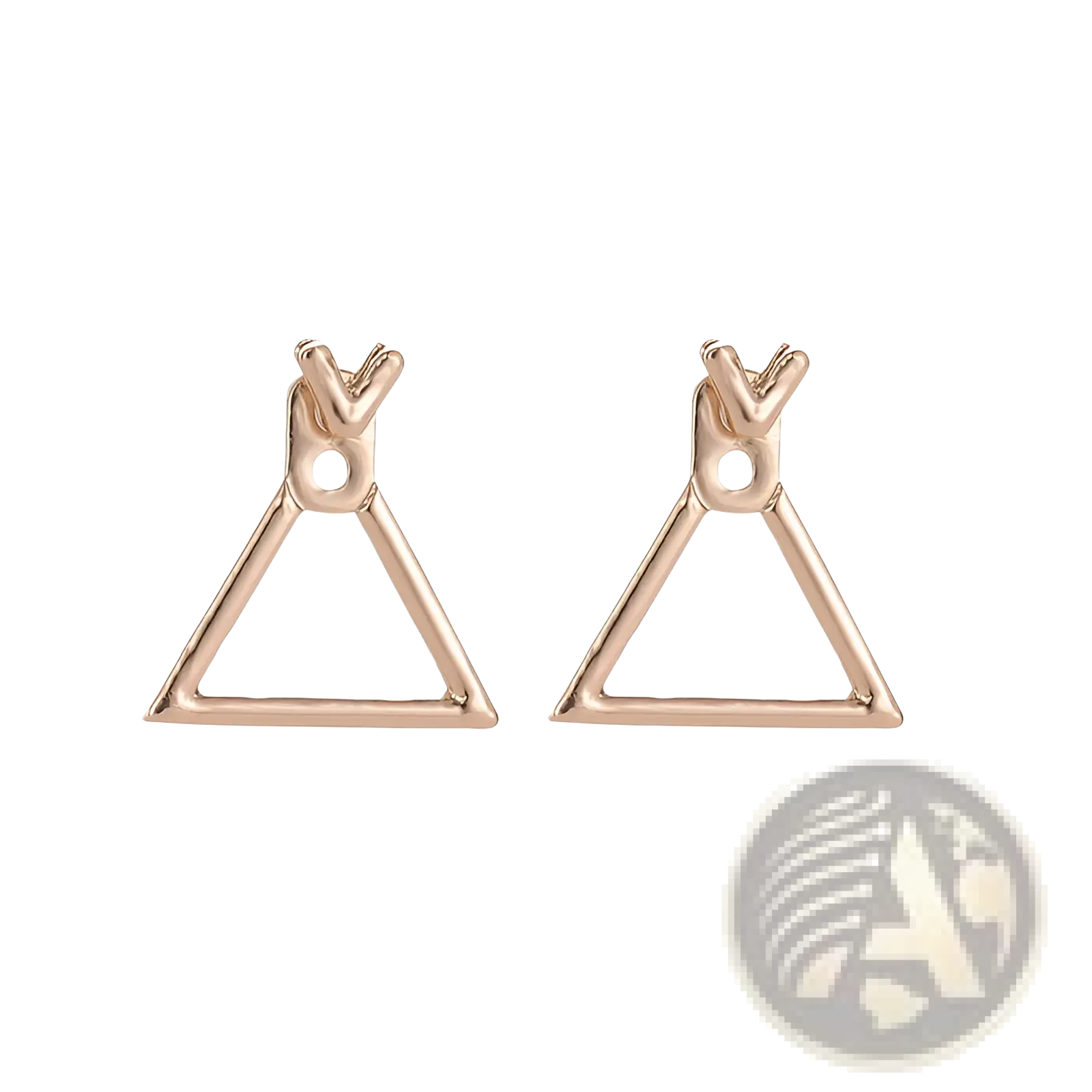 Rose gold triangle stud earrings with minimalist geometric design from geometric gold arrow and hollow square collection