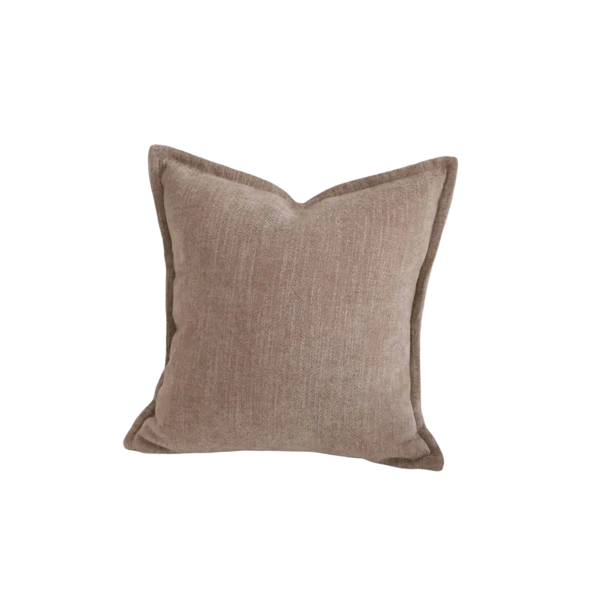 Beige linen cushion cover with subtle textured weave and neatly finished edges in brown maillard geometric jacquard style