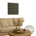 Dark gray mdf geometric wall decor featuring a raised 3d starburst pattern in a 16x16 black panel