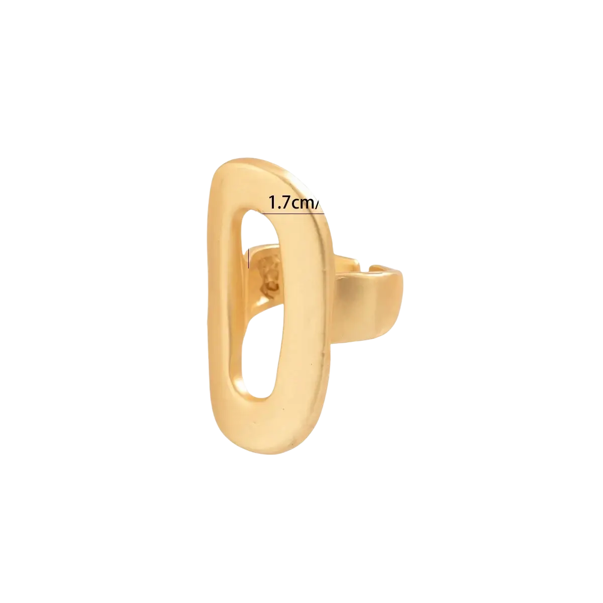 Geometric oval open ring for women in gold color with smooth metallic finish and open center design