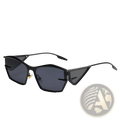 Geometric shield uv400 fashion sunglasses with black angular frames and dark gray tinted lenses for sun protection