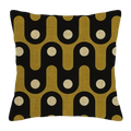 Black and gold geometric throw pillow cover with cream circular accents for modern decorative cushions