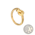Gold-colored geometric truelove knot titanium steel ring with sleek polished metallic finish