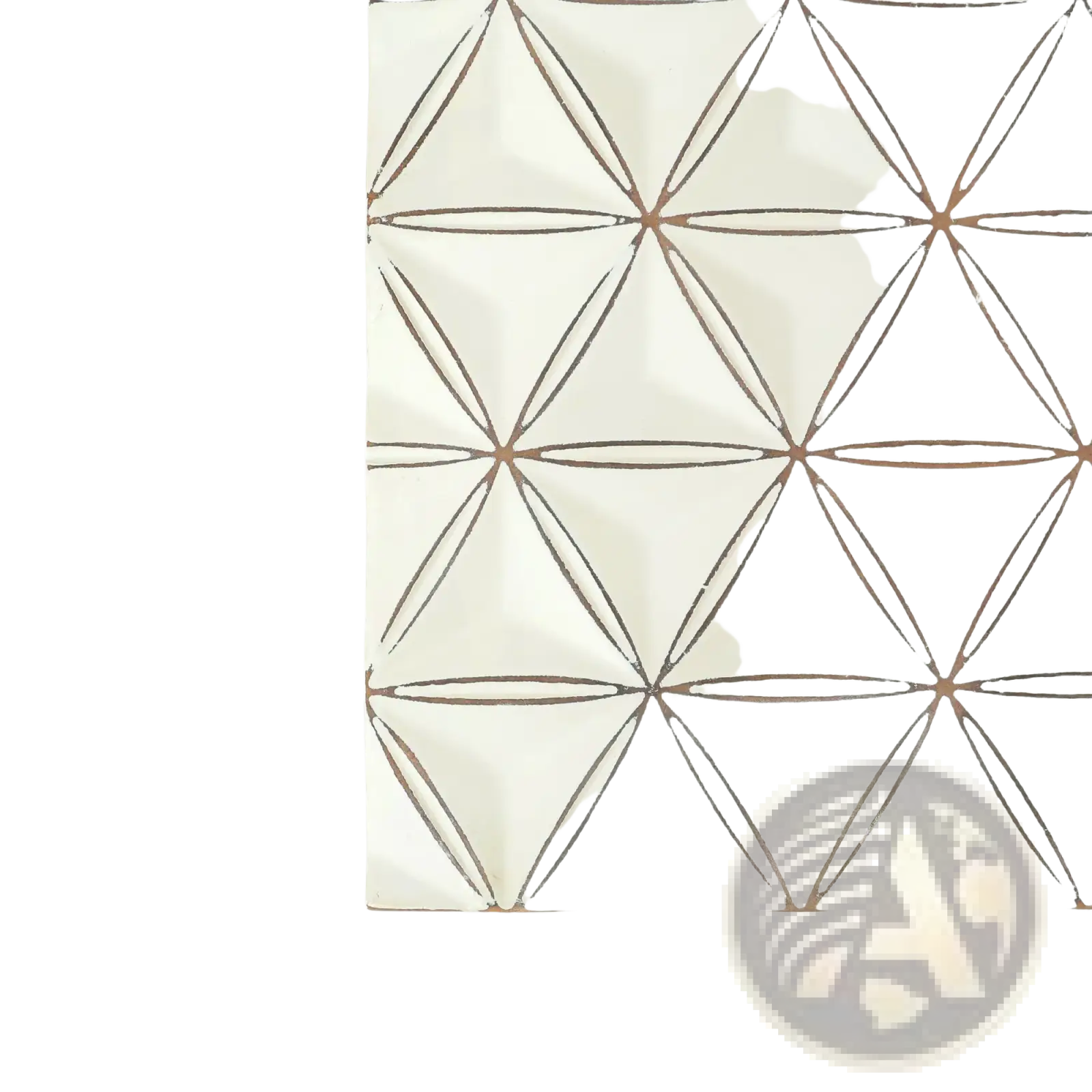 Geometric wall art white handcrafted mdf panel 16x16 with raised interlocking diamond pattern outlined in dark brown