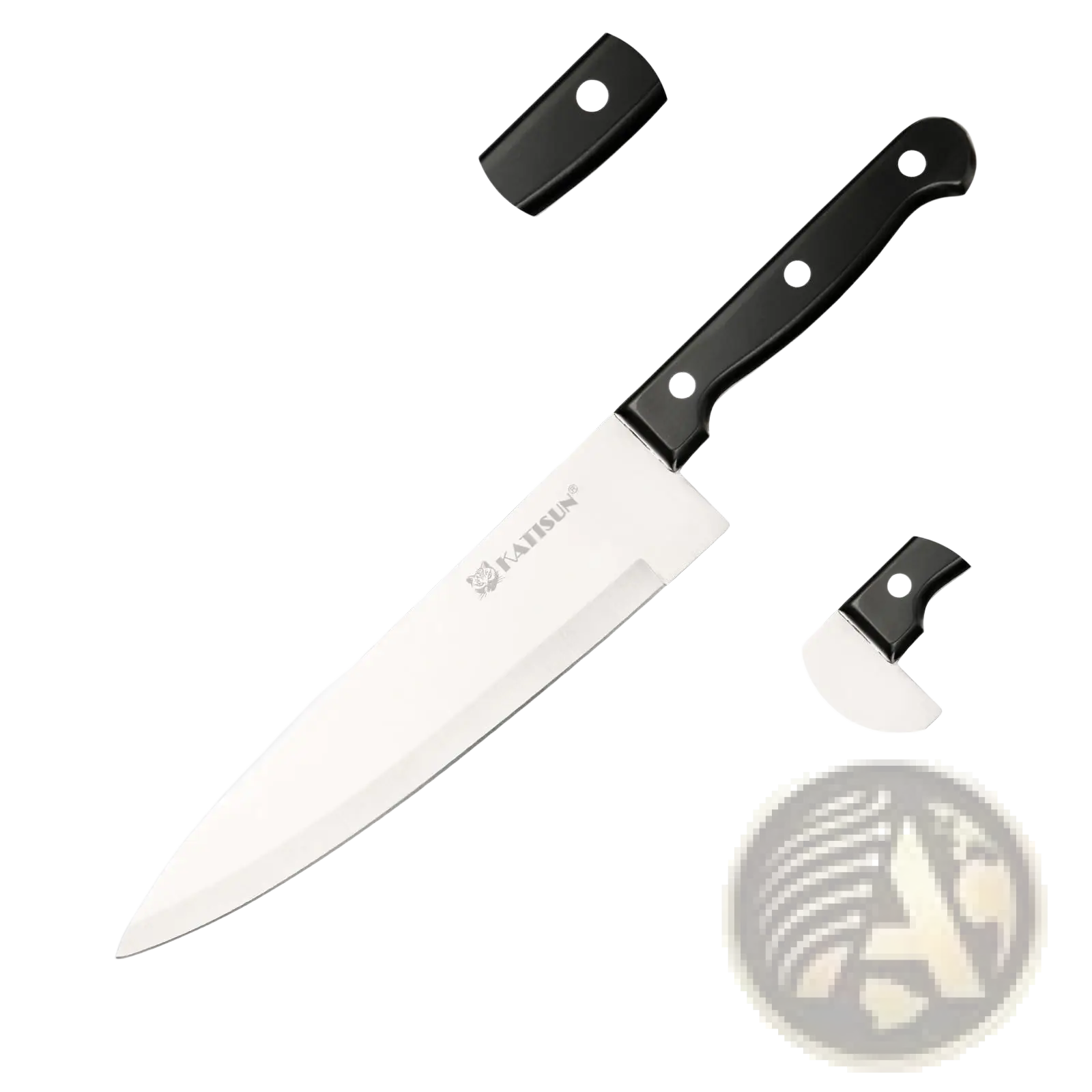 Black-handled chef’s knife with sleek stainless steel blade and ergonomic grip from german steel knife set 19 piece with sharpener block