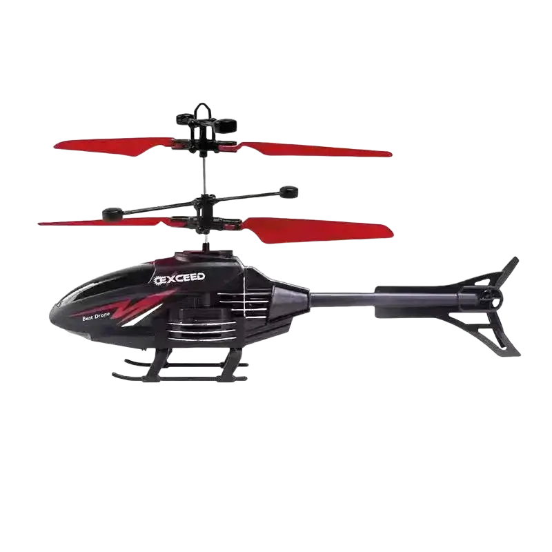 Black and red exceed brand gesture control rc helicopter with led lighting and advanced channel functionality features