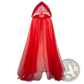 A flowing red sheer hooded cape made of lightweight mesh fabric for ghost costume hooded cloak death god witch outfit