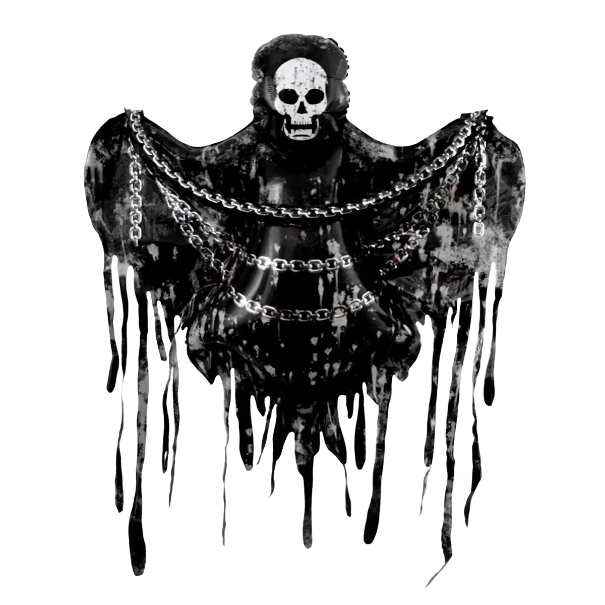 Black and silver dripping skeleton wing decoration with chains for giant halloween standing foil balloon party decor