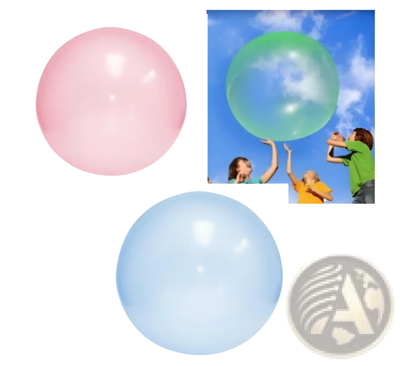 Giant inflatable bubble ball made of translucent pink light blue and green stretchy tpr rubber material