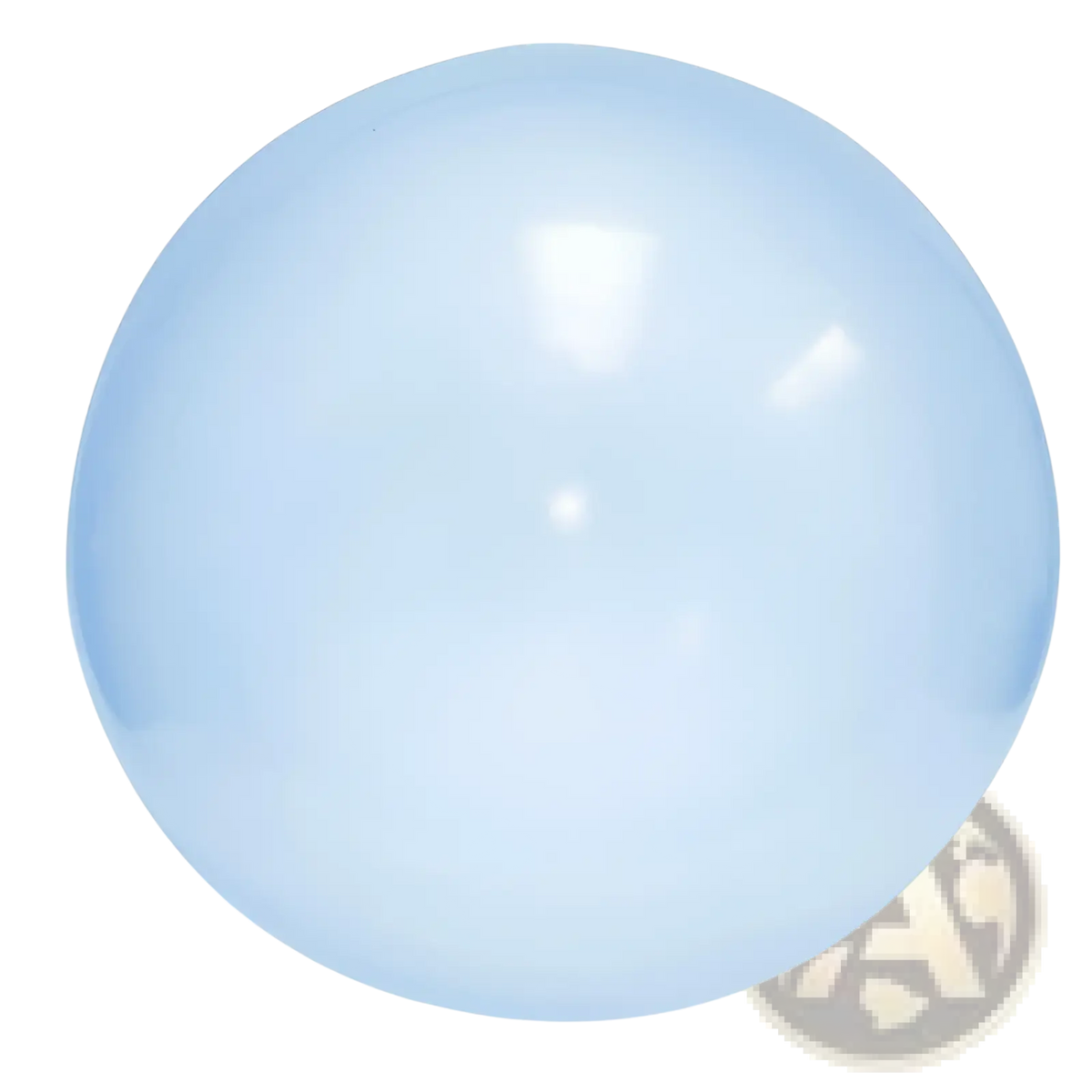 Giant inflatable bubble ball made of translucent light blue TPR with a smooth glossy surface for bouncy water play