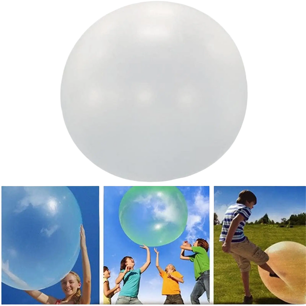 Giant inflatable bubble ball made of translucent glossy white TPR with a smooth surface for bouncy water play