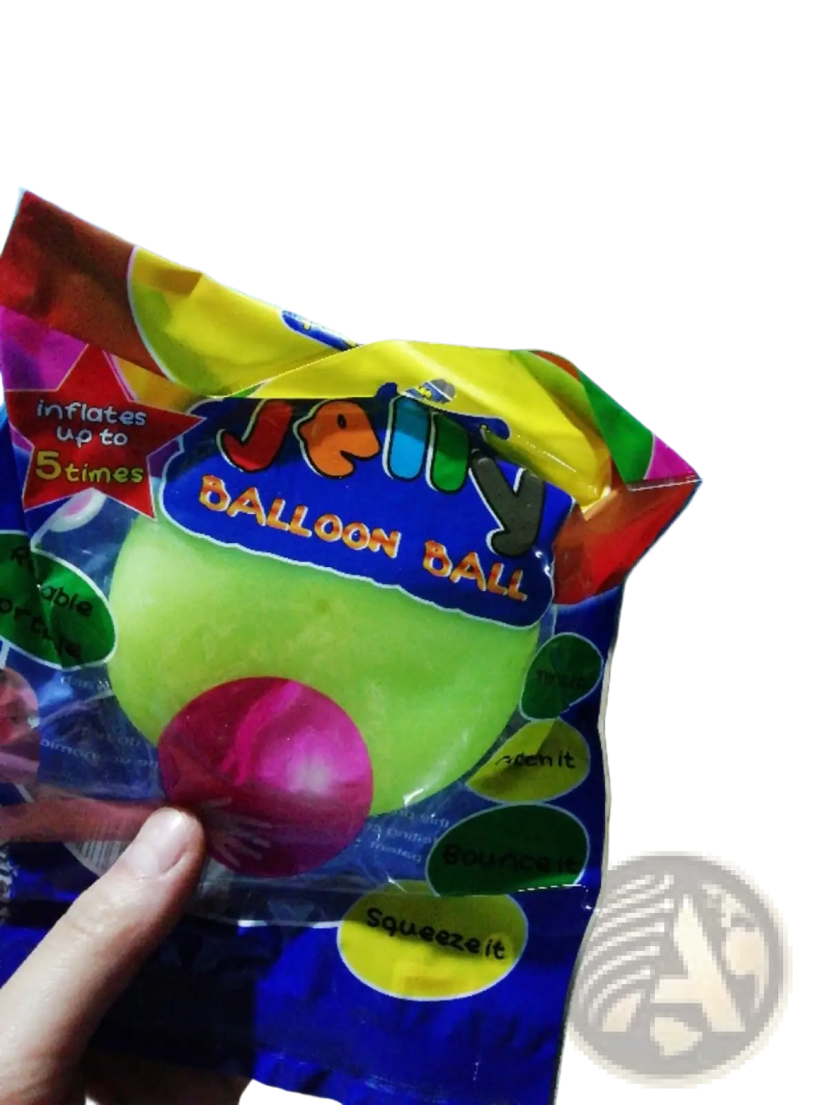A vibrant green and pink giant inflatable bubble ball made of tpr in colorful glossy packaging with playful text