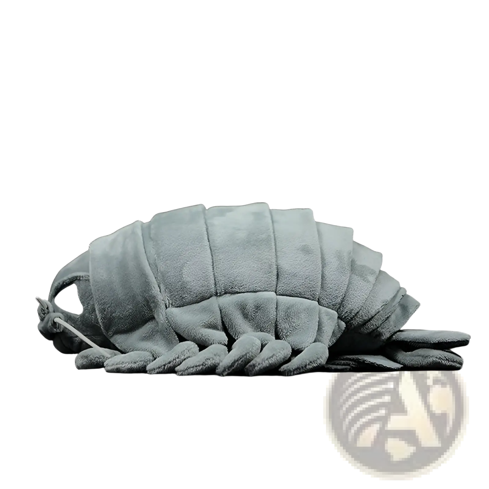 Plush gray giant isopod crustacean toy with segmented soft fabric body and detailed appendages for realistic feel