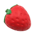 Red strawberry-shaped silicone slow rising squishy stress relief toy with green leafy top for relaxation and stress relief