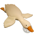 Giant white goose plush sleeping pillow toy with soft fabric material and orange feet and beak
