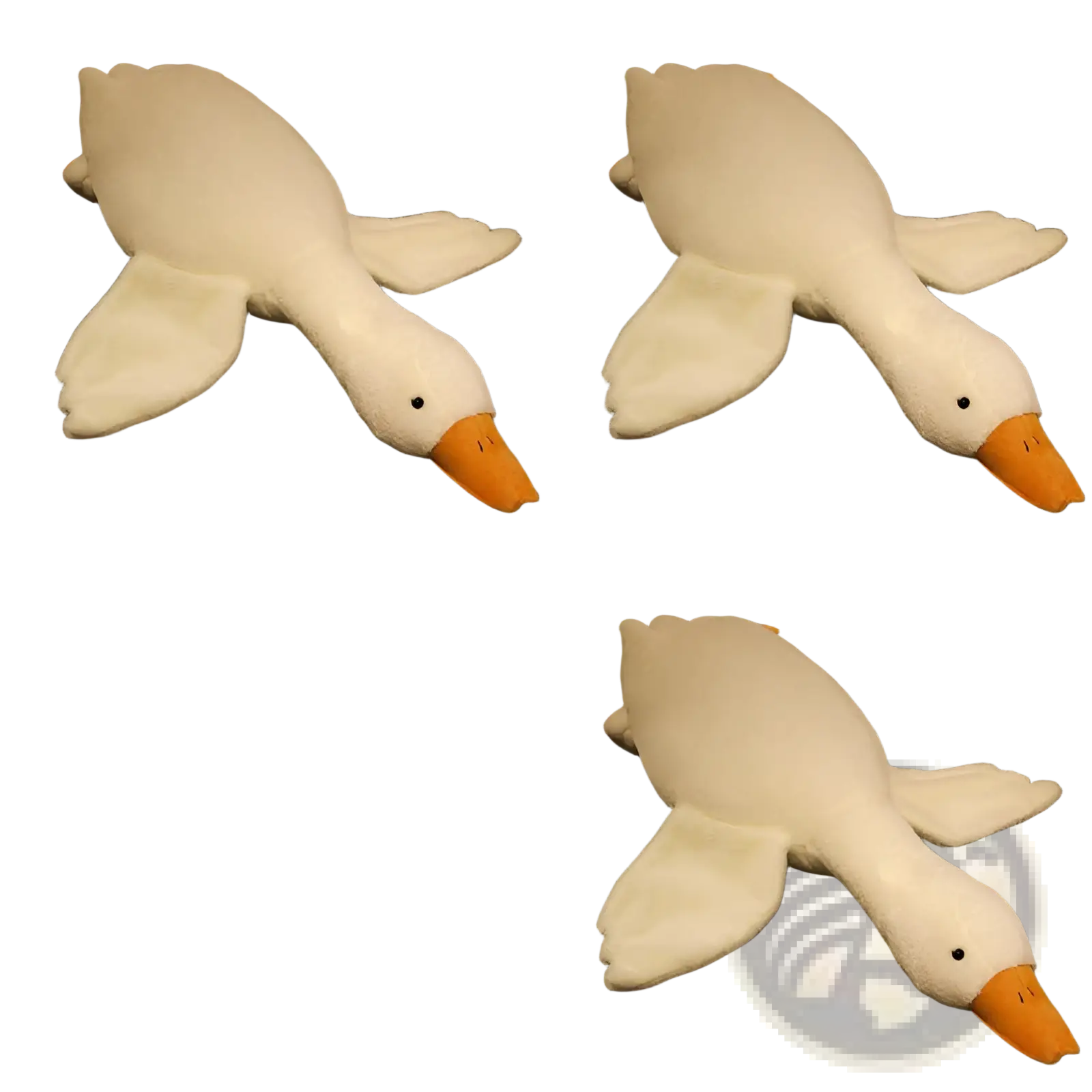 Giant white goose plush sleeping pillow toy with soft fabric body and orange beak and feet